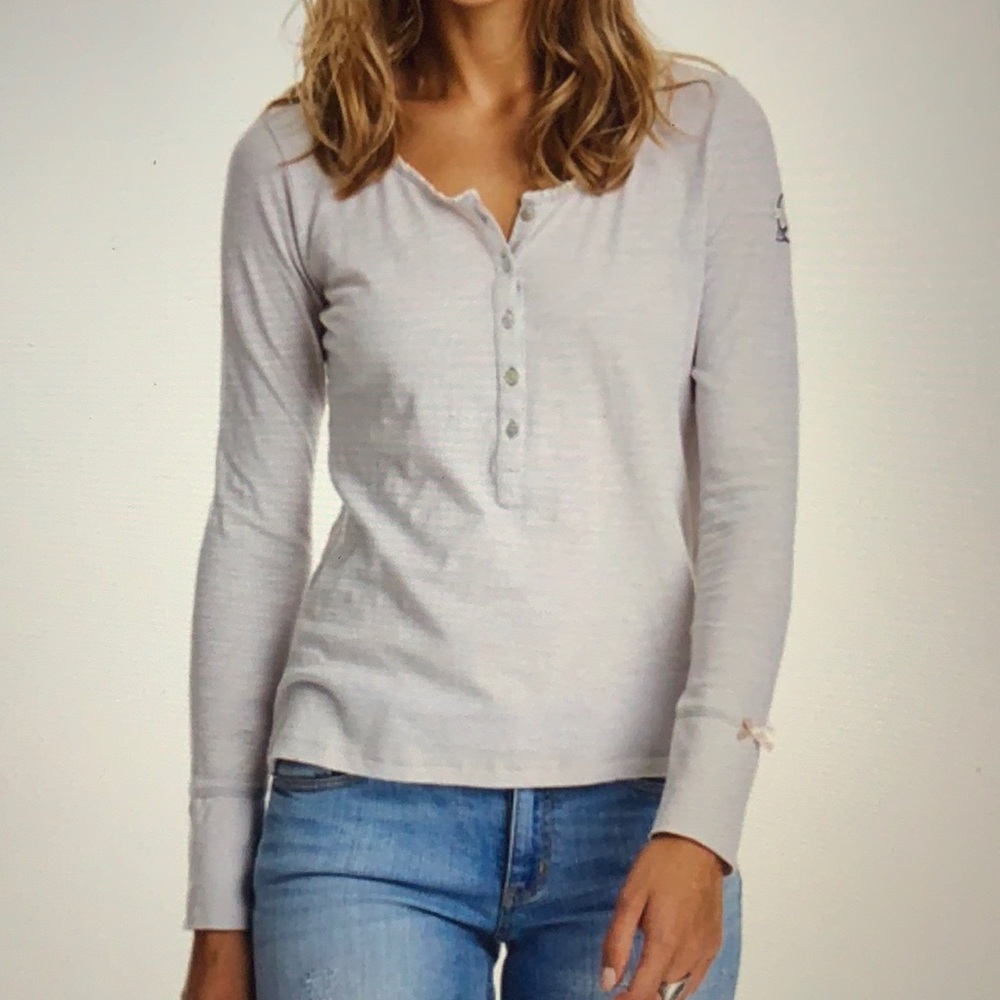 Odd Molly Light Gray Long-Sleeve Henley Top